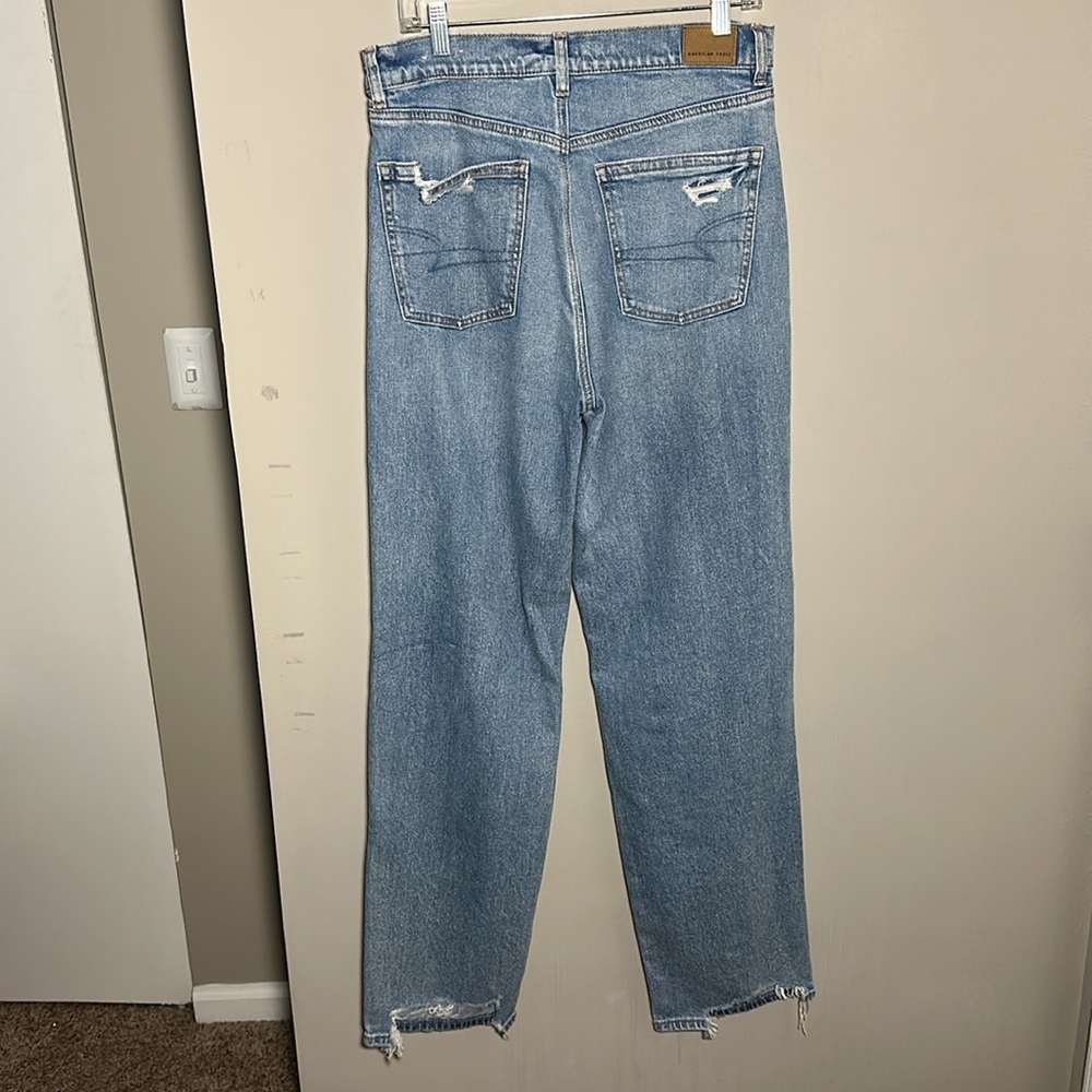 American Eagle Strigid highest rise baggy straight Ripped Blue Jeans - Picture 5 of 11